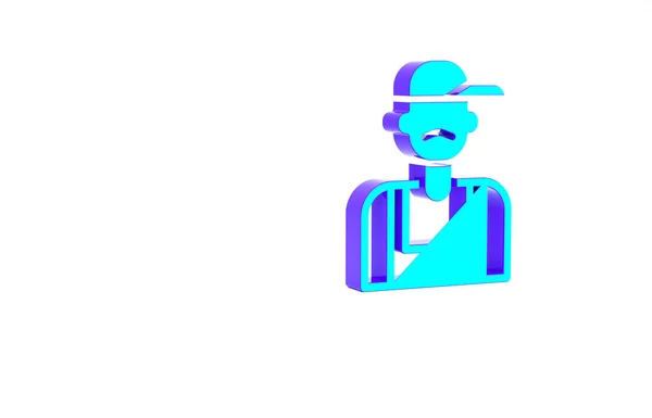 Turquoise Plumber Icon Isolated White Background Minimalism Concept Illustration Render — Stock Photo, Image