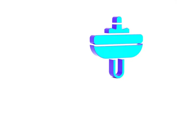 白い背景に水タップアイコンで隔離されたターコイズ洗面台 最小限の概念 3Dイラスト3Dレンダリング — ストック写真