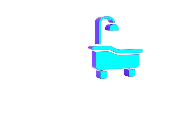 Turquoise Bathtub Icon Isolated White Background Minimalism Concept Illustration Render — Stock Photo, Image