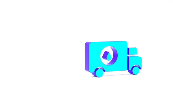 Turquoise Plumber Service Car Icon Isolated White Background Minimalism Concept — Stock Photo, Image