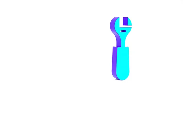 绿松石Wrench扳手图标孤立在白色背景 最低纲领的概念 3D渲染3D插图 — 图库照片