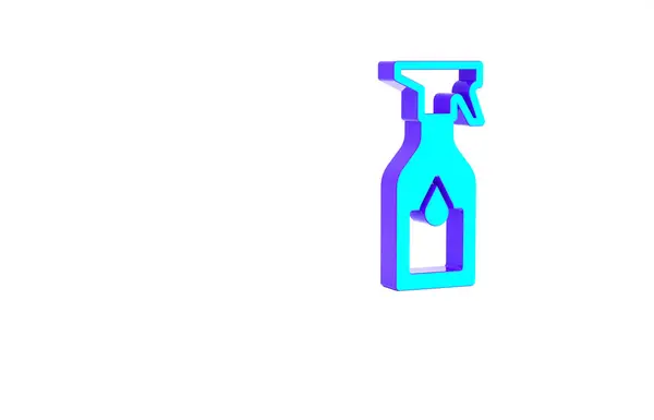 Turquoise Cleaning Spray Bottle Detergent Liquid Icon Isolated White Background — Stock Photo, Image