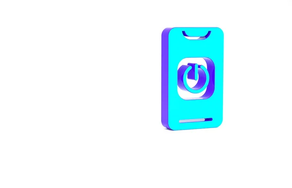 Turquoise Turn Robot Phone Icon Isolated White Background Minimalism Concept — Stock Photo, Image