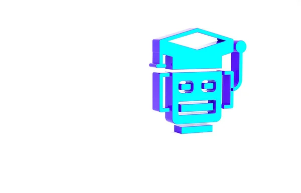 Turquoise Robot Εικονίδιο Απομονώνονται Λευκό Φόντο Τεχνητή Νοημοσύνη Μηχανική Μάθηση — Φωτογραφία Αρχείου