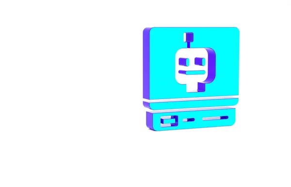 Turquoise Robot Icon Isolated White Background Artificial Intelligence Machine Learning — Stock Photo, Image