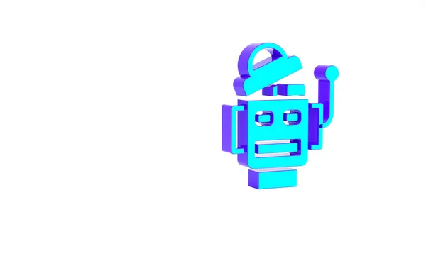 Turquoise Robot Icon Isolated White Background Artificial Intelligence Machine Learning — Stock Photo, Image