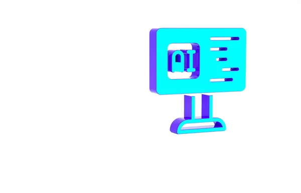 Turquoise Software Web Developer Programming Code Icon Isolated White Background — Stock Photo, Image