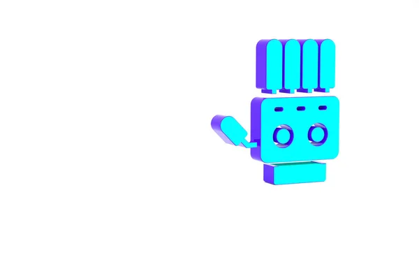 Turquoise Mechanical Robot Hand Icon Isolated White Background Robotic Arm — Stock Photo, Image