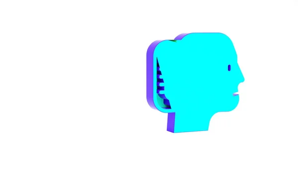 Turkusowa Ikona Humanoidalnego Robota Odizolowana Białym Tle Sztuczna Inteligencja Uczenie — Zdjęcie stockowe
