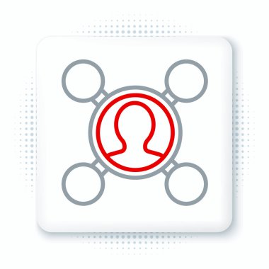 Satır Paylaşımı simgesi beyaz arkaplanda izole edildi. Paylaşma, iletişim piktogramı, sosyal medya, bağlantı, ağ, dağıtım. Renkli taslak konsepti. Vektör.