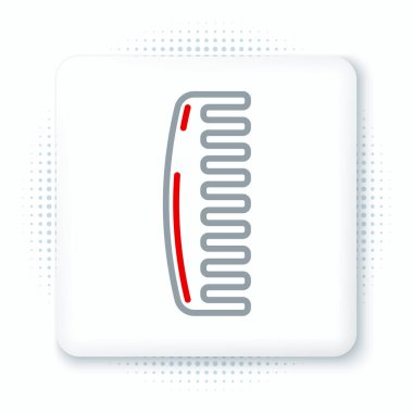 Beyaz arkaplanda çizgi saç fırçası simgesi izole edildi. Taraklı saç işareti. Berber sembolü. Renkli taslak konsepti. Vektör.