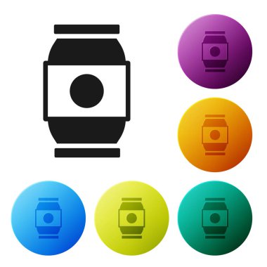 Siyah Bira simgesi beyaz arkaplanda izole edilebilir. Simgeleri renk daire düğmelerine ayarla. Vektör.