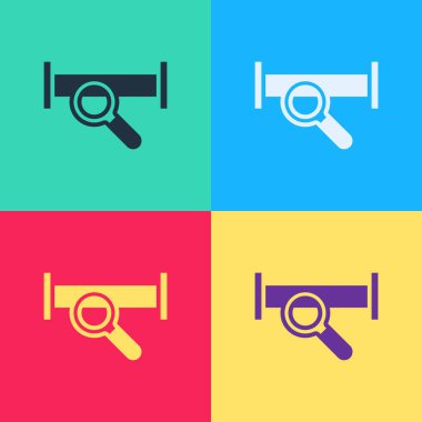 Pop Art Industry metalik boru ikonu renk arkaplanında izole edildi. Tesisat boru hattının farklı şekillerde parçaları. Vektör.