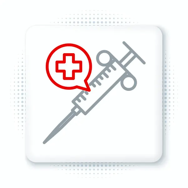 Line Medical Spritze Mit Nadel Symbol Isoliert Auf Weißem Hintergrund — Stockvektor