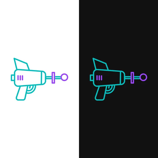 Linka Ray Zbraň Ikona Izolované Bílém Černém Pozadí Laserová Zbraň — Stockový vektor