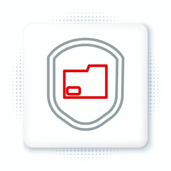 Line Document Ordner Protection Concept Symbol Isoliert Auf Weißem Hintergrund — Stockvektor