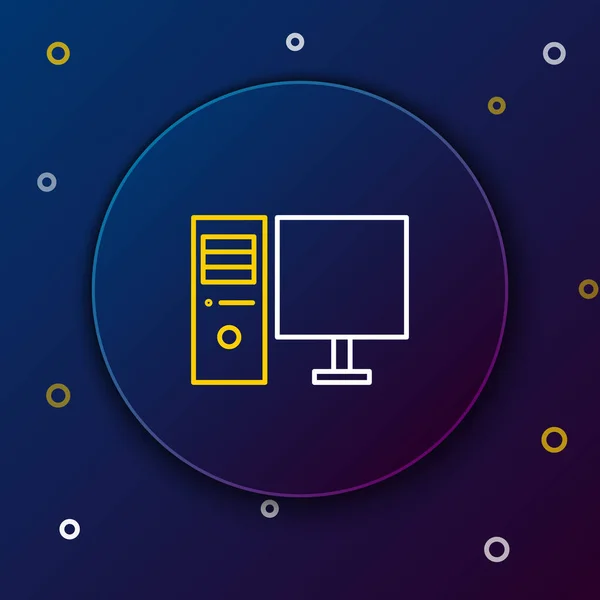 Ícone Monitor Computador Linha Isolado Fundo Azul Assinatura Componente Conceito —  Vetores de Stock