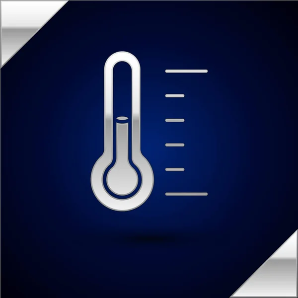 Silver Sauna Thermometer Icon Isolated Dark Blue Background Sauna Bath — Stock Vector