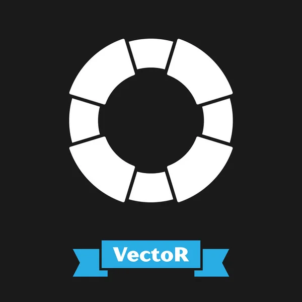Weißes Rettungsring Symbol Isoliert Auf Schwarzem Hintergrund Rettungsring Symbol Vektor — Stockvektor