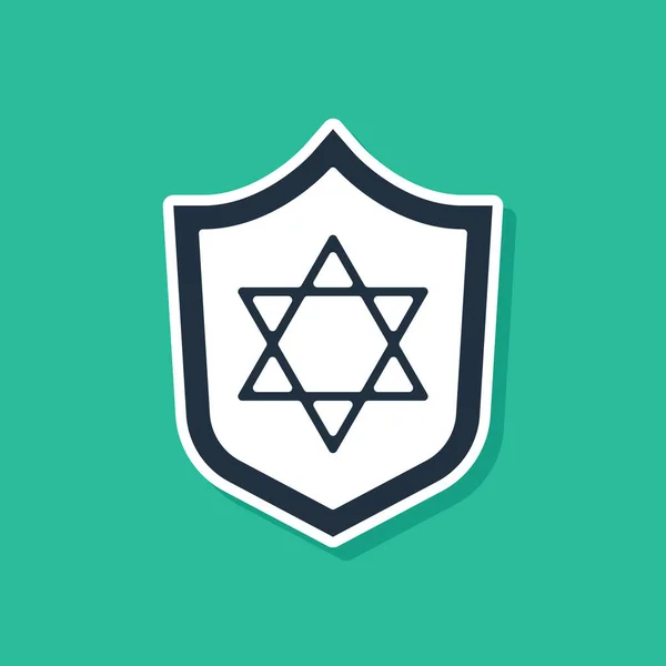 Синій Щит Іконою Давида Ізольований Зеленому Фоні Єврейський Символ Релігії — стоковий вектор