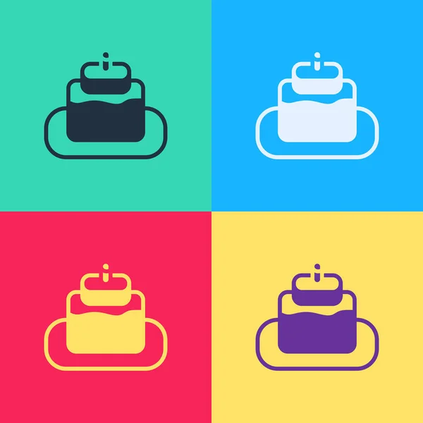 Pop Art Cake Ikona Izolowane Tle Koloru Wszystkiego Najlepszego Wektor — Wektor stockowy
