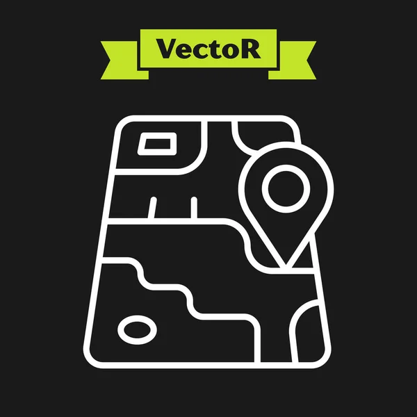 Weiße Linie Infografik Des Stadtplan Navigationssymbols Isoliert Auf Schwarzem Hintergrund — Stockvektor