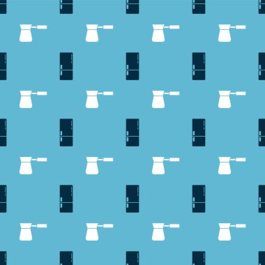 Buzdolabı ve Türk kahvesini kusursuz bir şekilde ayarla. Vektör.