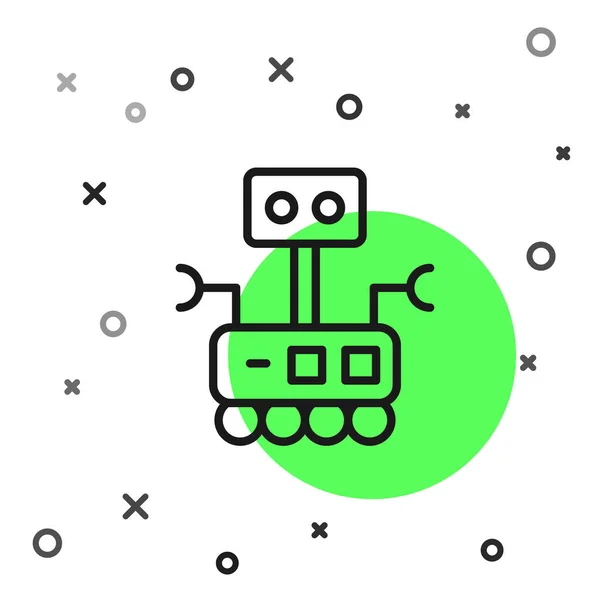 Czarna Linia Ikona Robota Izolowana Białym Tle Sztuczna Inteligencja Uczenie — Wektor stockowy