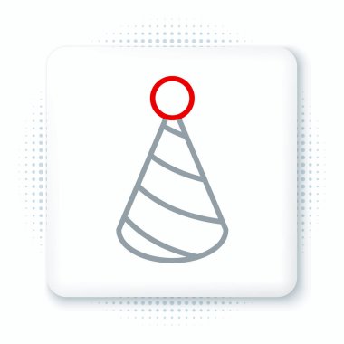 Çizgi Partisi şapka simgesi beyaz arkaplanda izole edildi. Doğum günü şapkası. Renkli taslak konsepti. Vektör.