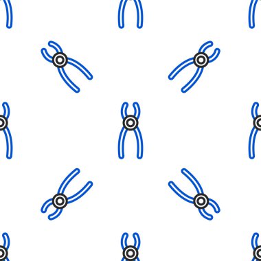 Çizgi Dişçi kerpeten simgesi beyaz arkaplanda izole edilmiş kusursuz desen. Diş aletleri. Renkli taslak konsepti. Vektör.