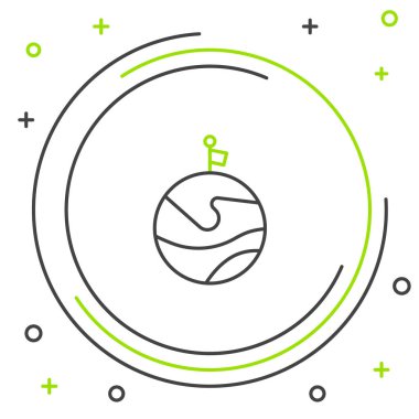 Beyaz arkaplanda bayrak simgesine sahip Satır Ay izole edildi. Renkli taslak konsepti. Vektör.