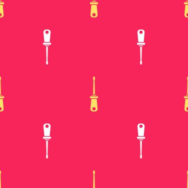 Sarı tornavida simgesi kırmızı arkaplanda izole edilmiş. Servis aracı sembolü. Vektör.