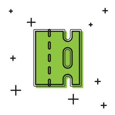 Beyaz arka planda izole edilmiş bisiklet şeridi ikonu üzerinde siyah bisiklet sürüşü. Vektör.