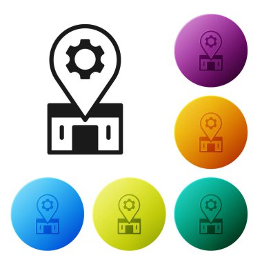 Beyaz arka planda siyah bisiklet tamir ikonu izole edildi. Simgeleri renk daire düğmelerine ayarla. Vektör.