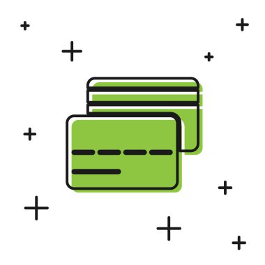 Siyah kredi kartı simgesi beyaz arkaplanda izole edildi. Çevrimiçi ödeme. Nakit çekilmesi. Finansal operasyonlar. Alışveriş tabelası. Vektör.