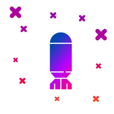 Renkli Havacılık bomba ikonu beyaz arka planda izole edildi. Roket bombası düşüyor. Kademeli rastgele dinamik şekiller. Vektör.