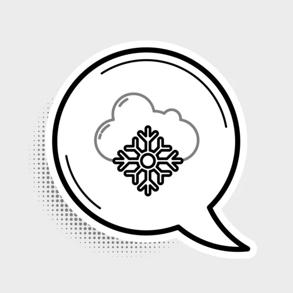 Nube Línea Con Icono Nieve Aislado Sobre Fondo Gris Nube — Vector de stock
