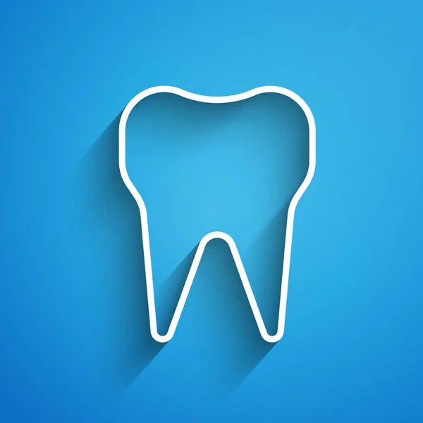 Linha Branca Ícone Dente Isolado Fundo Azul Símbolo Dente Para —  Vetores de Stock