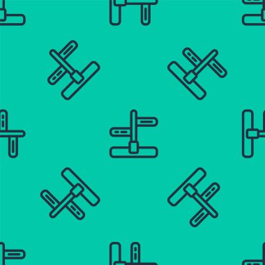 Mavi çizgi trafik işareti. İşaret simgesi yeşil arkaplanda izole edilmiş kusursuz desen. İşaretçi sembolü. İzole sokak bilgi levhası. Yön tabelası. Vektör.