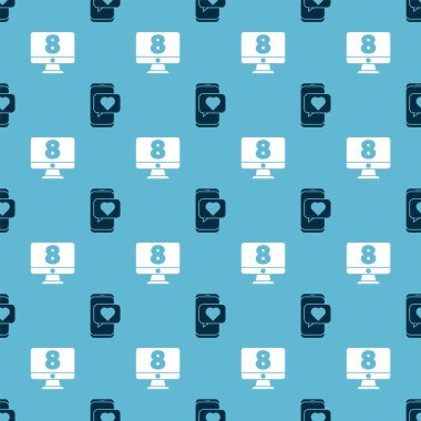 Çevrimiçi flört uygulamasını ve sohbetini ayarla ve 8 Mart 'ı da sorunsuz bir şekilde monitörden izle. Vektör.