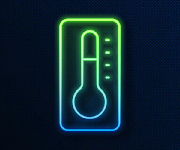 Bersinar Garis Neon Termometer Medis Untuk Ikon Pemeriksaan Medis Terisolasi - Stok Vektor