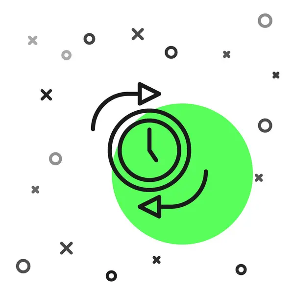 Schwarzzeituhr Mit Pfeil Symbol Auf Weißem Hintergrund Zeitsymbol Pfeil Und — Stockvektor