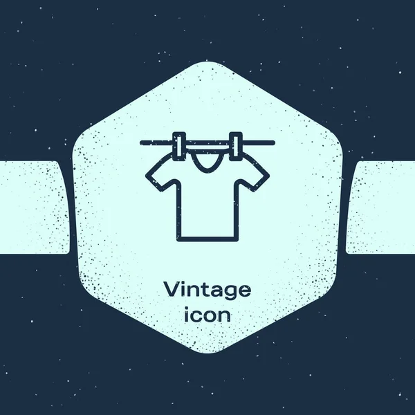 Línea Grunge Icono Ropa Secado Aislado Sobre Fondo Azul Camisa — Archivo Imágenes Vectoriales