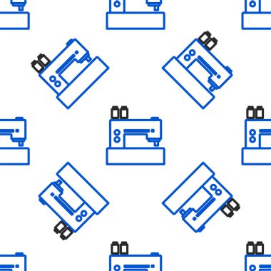 Çizgi dikiş makinesi simgesi beyaz arkaplanda izole edilmiş kusursuz desen. Renkli taslak konsepti. Vektör.