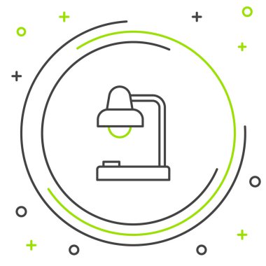 Çizgi Masa Lambası simgesi beyaz arkaplanda izole edildi. Ofis lambası. Renkli taslak konsepti. Vektör.