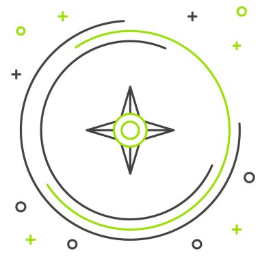 Japon çizgi ninja shuriken simgesi beyaz arkaplanda izole edildi. Renkli taslak konsepti. Vektör.