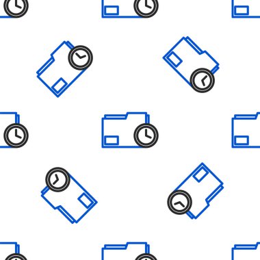 Saat simgesine sahip satır Belgesi dizini beyaz arkaplanda izole edilmiş kusursuz desen. Belge ve geri sayım, teslim tarihi, program, planlama sembolü. Renkli taslak konsepti. Vektör.