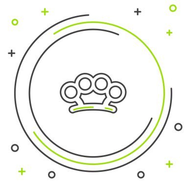 Pirinç muşta simgesi beyaz arkaplanda izole edildi. Renkli taslak konsepti. Vektör.