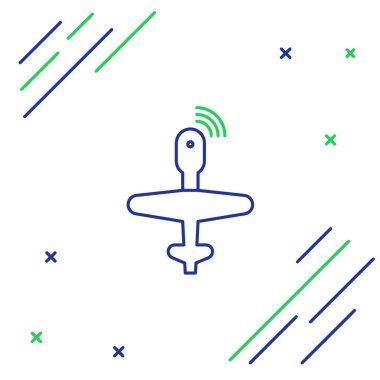 İHA İHA simgesi beyaz arkaplanda izole edildi. Askeri İnsansız Uçak Casusu. Renkli taslak konsepti. Vektör.