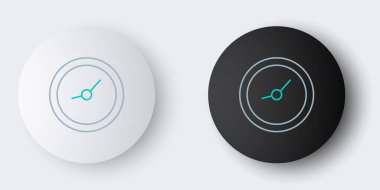 Çizgi Saat simgesi gri arkaplanda izole edildi. Zaman sembolü. Renkli taslak konsepti. Vektör.